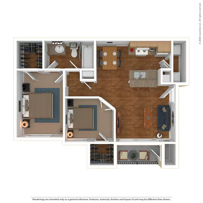 2 Bed 1 Bath 980 SqFt (905 Net) 0328-2 floor plan